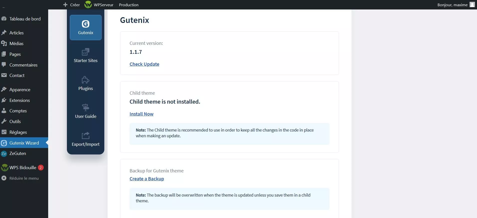 Gutenix Wizard est l’assistant de Gutenix. Celui-ci n’est pas indispensable mais va vous faciliter grandement la tâche lors de la création de votre site web.