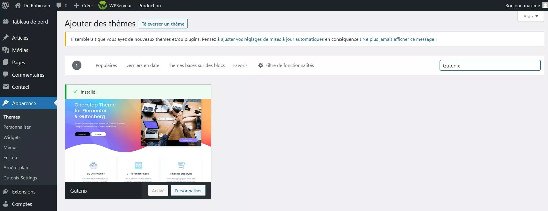 Gutenix lite est disponible depuis le répertoire WordPress